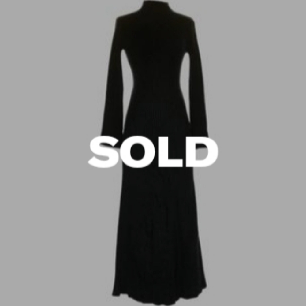 Black Ribbed Knit Maxi Dress